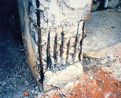 Exemplo de corrosão do concreto em pilar